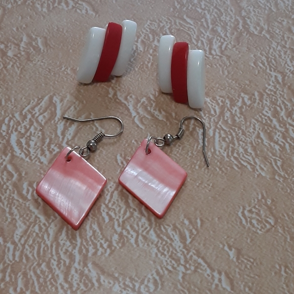 3 pairs Art Deco New Wave Modernist earrings - Picture 3 of 5